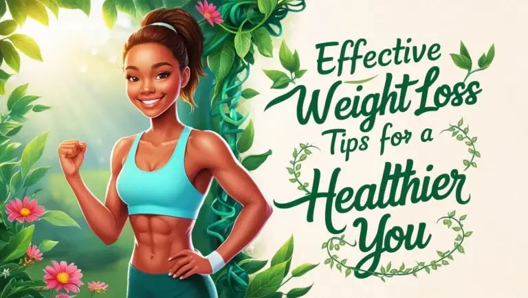 A healthy lady with abs with a quote of Effective Weight Loss Tips for a Healthier You